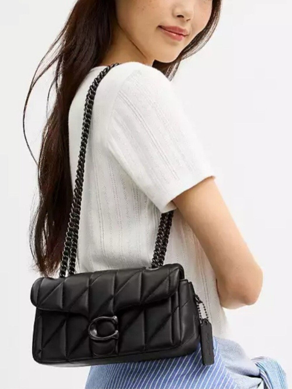 COACH Tabby 20 Quilted Leather Shoulder Bag Black/Gunmetal CP149 NEW